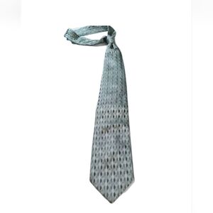 Pierre Cardin Men's Tie 100% Silk Stain Repellant Green & Silver Diamond Print
